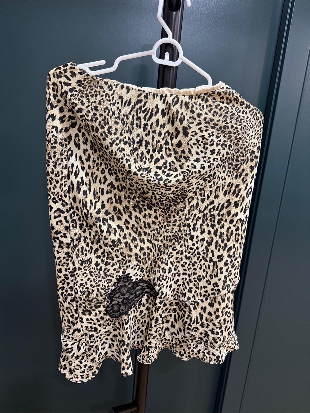 Leopard Print Slip Skirt - Beige & Black